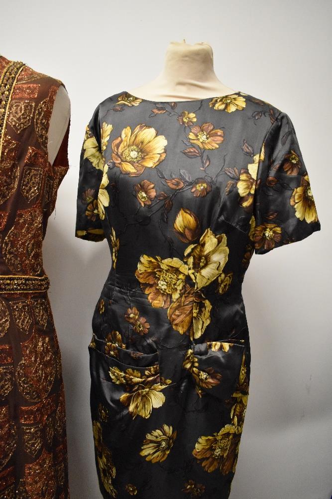 Two 1960s vintage dresses and one 1950s dress, one a maxi dress with sequins and metallic thread - Image 4 of 10