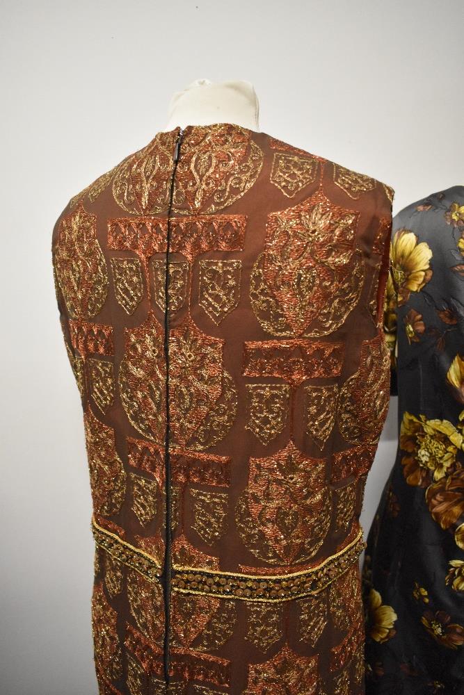 Two 1960s vintage dresses and one 1950s dress, one a maxi dress with sequins and metallic thread - Image 10 of 10