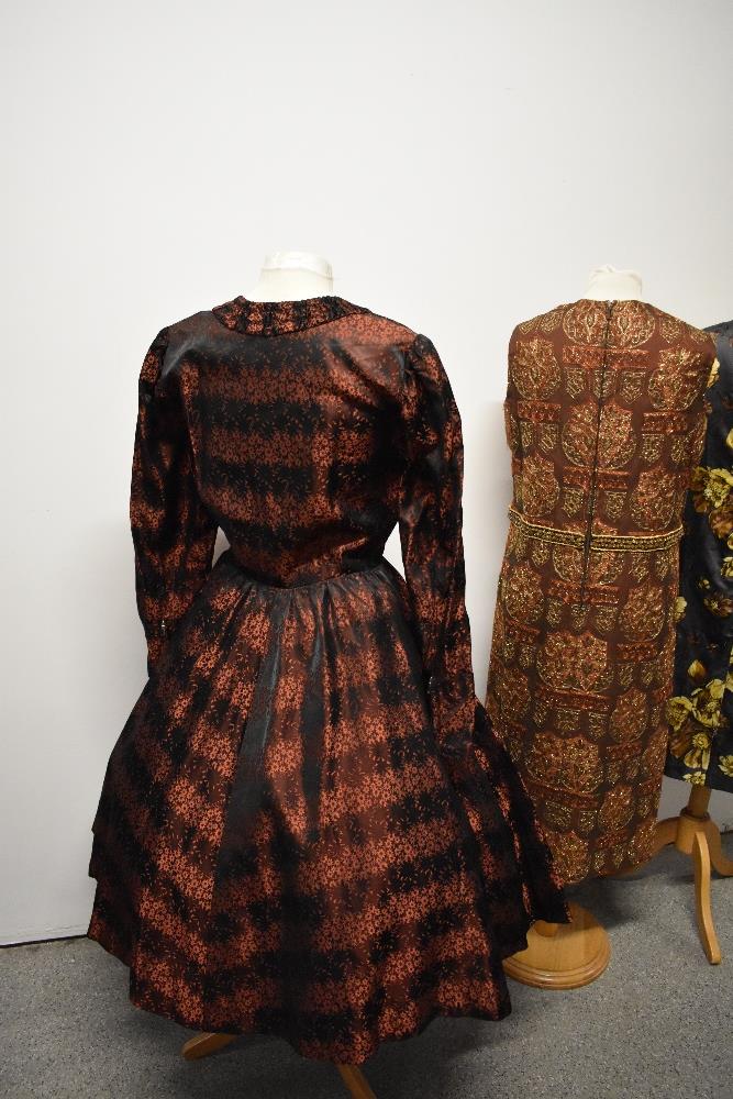 Two 1960s vintage dresses and one 1950s dress, one a maxi dress with sequins and metallic thread - Image 9 of 10