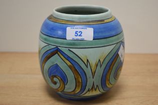 An Art Deco Flaxman Ware vase, having stylised design, with impressed marks to the underside,