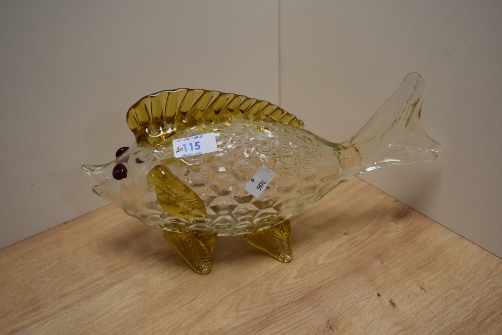 A mid century continental art glass fish ornament..