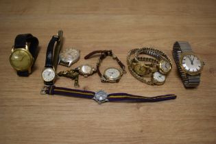 A selection of vintage wrist watches including Timex, Mero, Ginebras etc