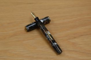 A Waterman 52 V lever fill fountain pen in brown green pearl marble having Waterman Ideal Canada 2