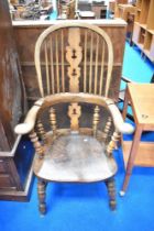 A traditional Windsor armchair