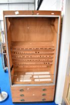 A vintage shop cabinet, with fittings for woodworking tools, approx dimensions H183 W87 D40cm