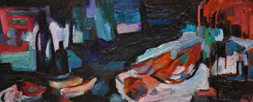 Richard Weisbrod (1906-1991, Swiss), oil on board, An abstract still life arrangement, signed to th