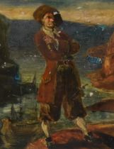 19th Century Continental School, oil on board, A portrait of a sailor, framed, measuring 17cm x
