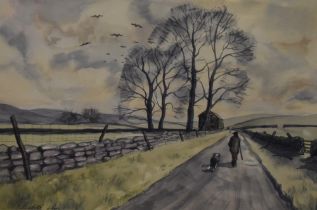 Elisabeth Ann (20th Century), watercolour, 'Road from Burtersett to Semerwater', signed, framed,