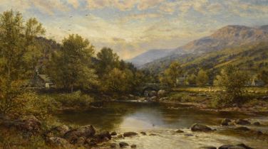 Alfred Augustus Glendening (c.1840-1910, British), oil on canvas, An idyllic countryside landscape