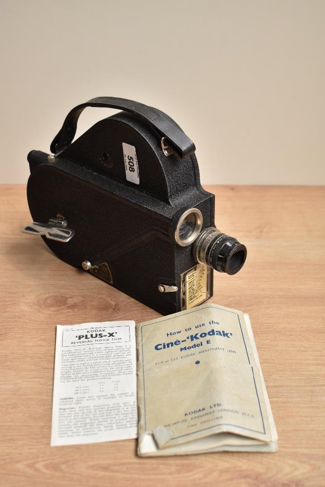 A Kodak Cine Model-E 16mm cine camera in original card cover. With booklet