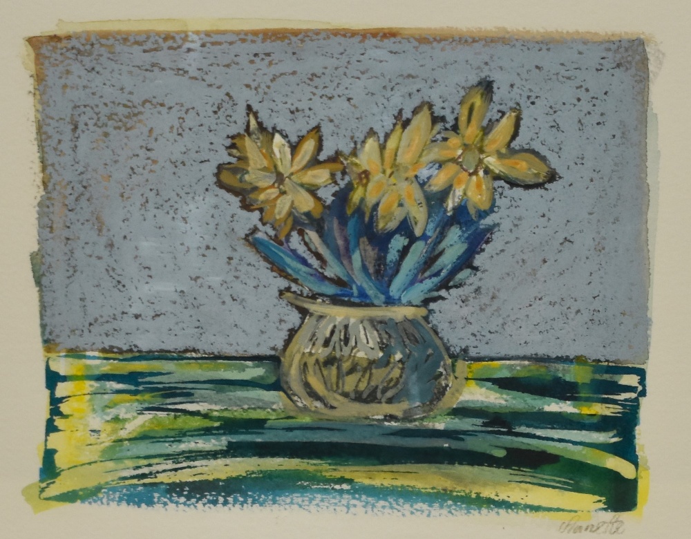 Annette Crompton (1957-2012, Swedish), mixed media, 'Still life no.2', signed to the lower right,