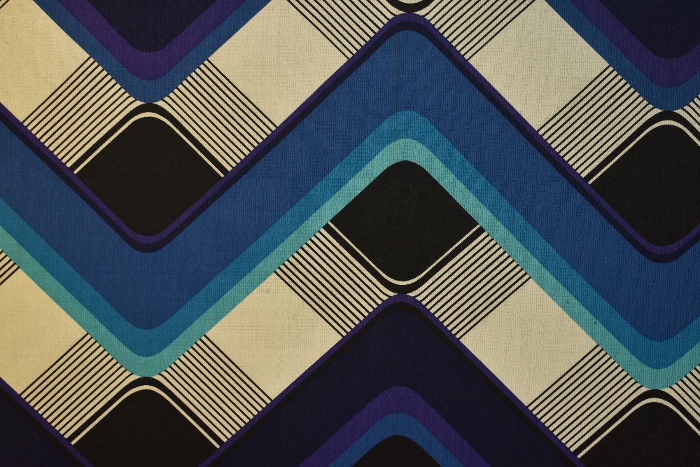 Mid-20th Century School, textile panel, A striking retro design featuring a chevron pattern in