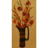 20th Century School, needlework embroidery, A still life arrangement depicting a vase of Chinese