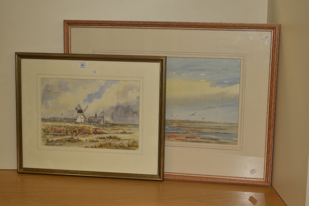 Dennis N. Grundy (20th Century, British), watercolour, Two illustrations - 'Lytham Windmill' and a - Image 2 of 6