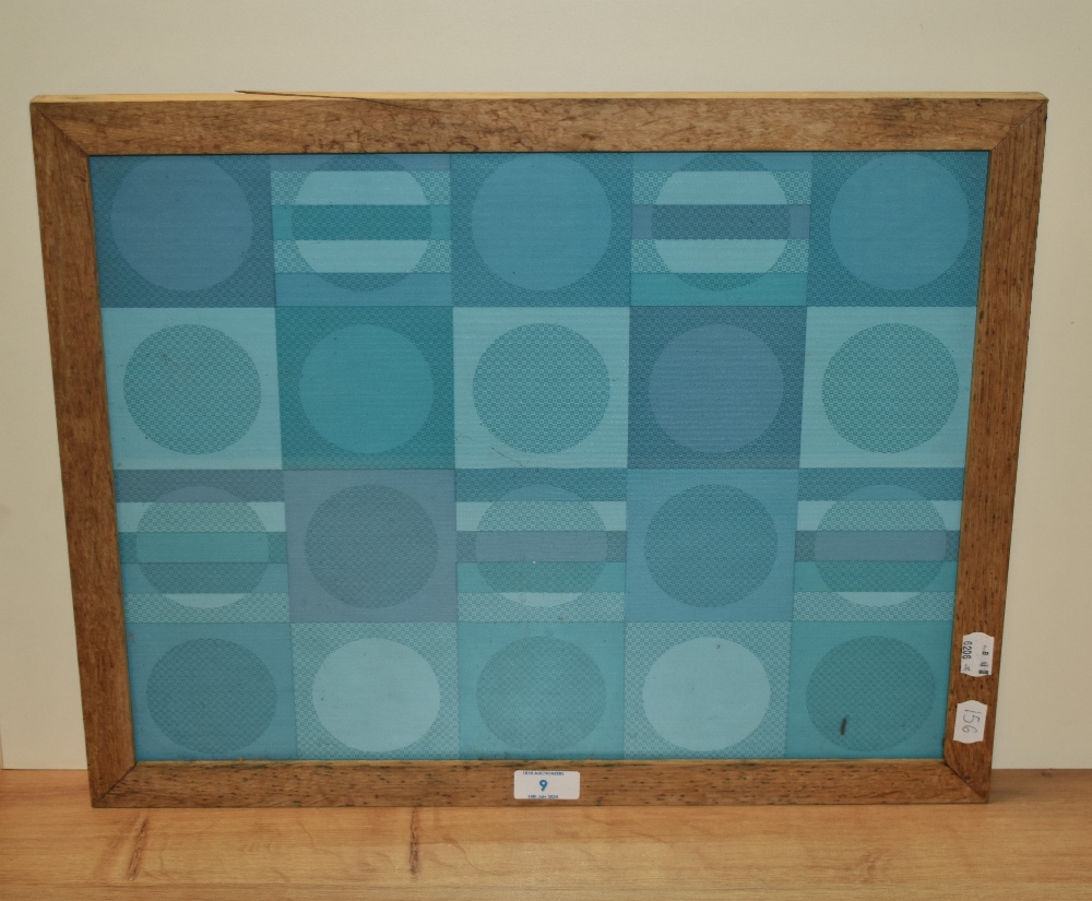 A mid-20th Century textile design, featuring a geometric arrangement of circles and patterns in - Image 2 of 3