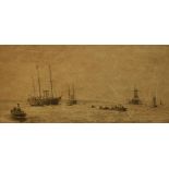 Rowland Langmaid (1897-1956, British), etching, 'The Royal Yacht Victoria and Albert', of maritime
