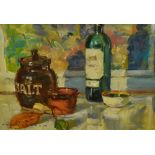 *Local Interest - Tom Oldham (1928-2019, British), oil on board, Two still life arrangements - '
