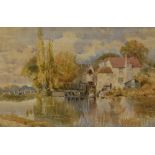 In the manner of Edward Duncan (1803-1882, British), watercolour, A water mill possibly on the River