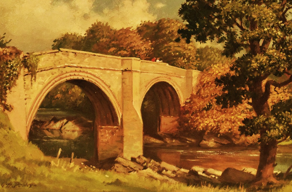 *Local Interest - Geoffrey H. Pooley (1908-2006, British), oil on board, 'The Devil's Bridge, Kirkby