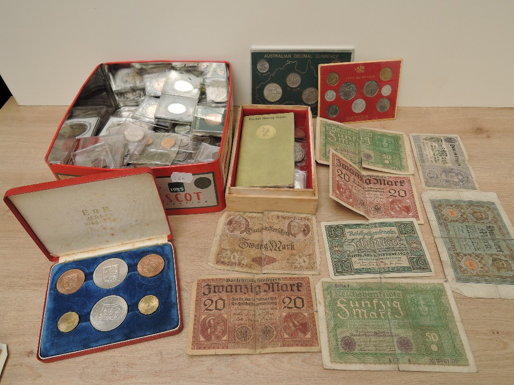 A collection of World Coins, small amount of Silver seen