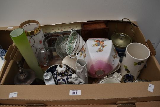 A miscellaneous selection of items including an Adams Tunstall dipped blue Jasperware hunting