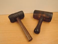 Two Wooden Serving Mallets used for Rigging, 20cm and 23cm