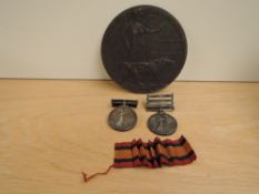 Two South Africa Medals, Queens with three clasps, Cape Colony, Transvaal and Wittenbergen with