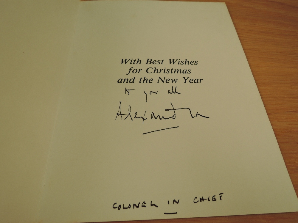 A Christmas Card bearing signature from Princess Alexandra to Colonel in Chief along with three - Image 2 of 2