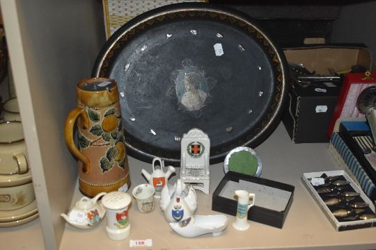 A mixed lot including a paper-mache tray with Mother of Pearl inlays, a Royal Doulton stoneware ewer - Image 1 of 2