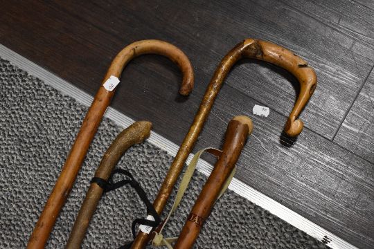 A bundle of walking sticks, including a shepherd's crook measuring 128cm high - Image 2 of 2