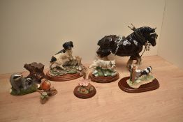 A collection of figurines comprising Border Fine Arts 'Morning Feed' JH82A, Border Fine Arts working