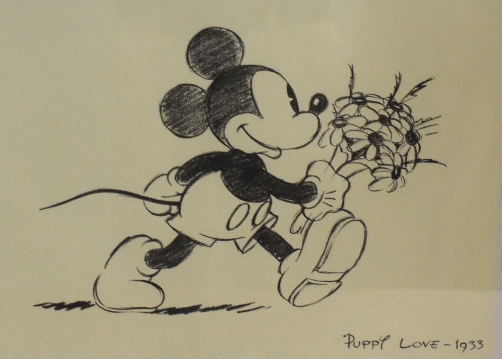 20th Century, prints, Two prints of sketches after Walt Disney - 'Puppy Love' and 'Mickey's Steam