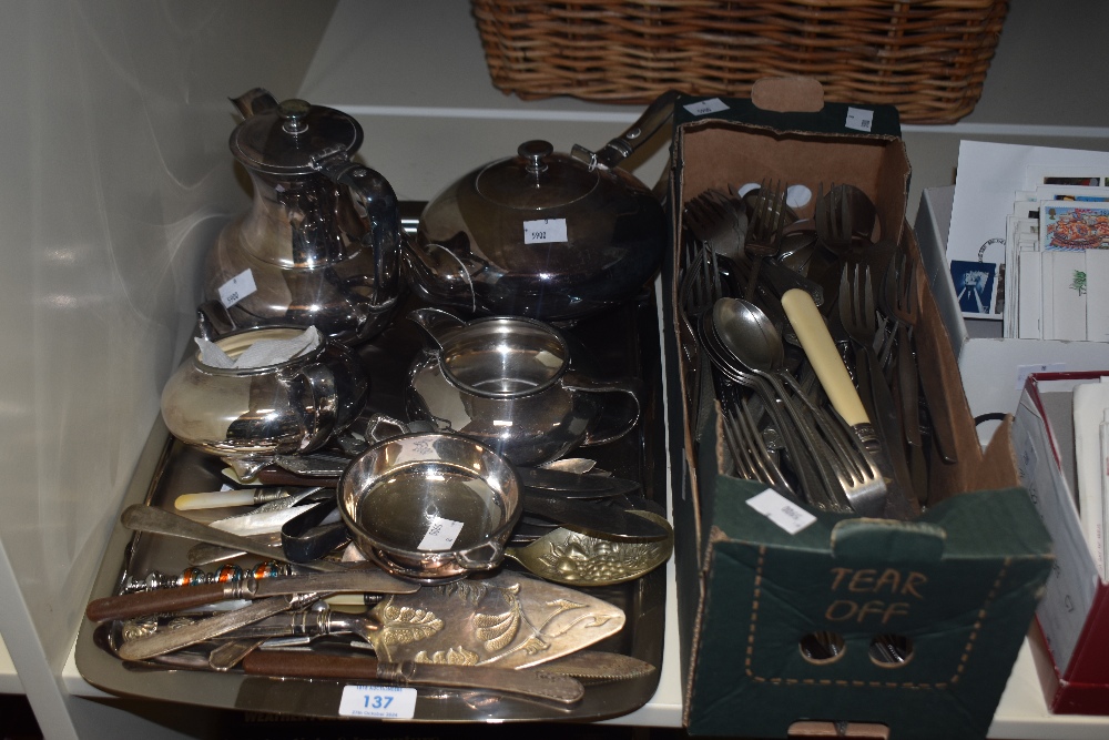 An assorted selection of silver plated ware, to include a four piece coffee and tea service,