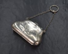 A George V silver purse, having engraved floral and swag decoration with 'WN' monogram, marks for