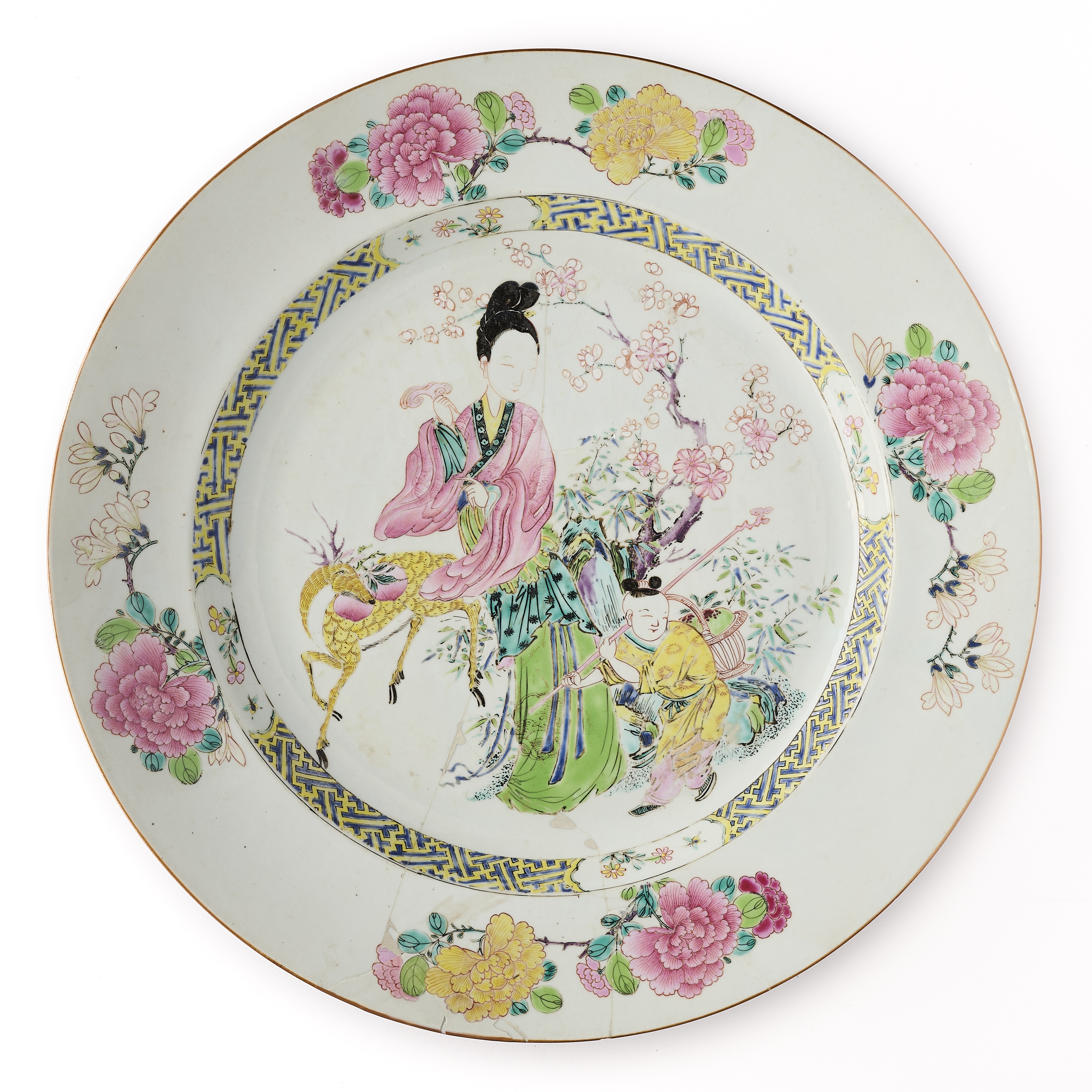 A LARGE FAMILLE-ROSE 'MAGU' CHARGER, QING DYNASTY, YONGZHENG PERIOD (1723-35)