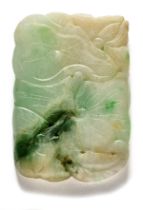 A CHINESE JADEITE 'LOTUS' PENDANT, QING DYNASTY