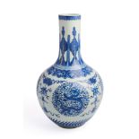 A LARGE CHINESE BLUE AND WHITE 'DRAGON' BOTTLE VASE, QING DYNASTY, 19TH CENTURY