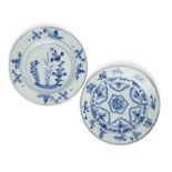 TWO CHINESE EXPORT BLUE AND WHITE PLATES, QING DYNASTY, KANGXI PERIOD (1662-1722)