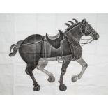 A LARGE CHINESE STONE RUBBING OF A TANG HORSE, 20TH CENTURY