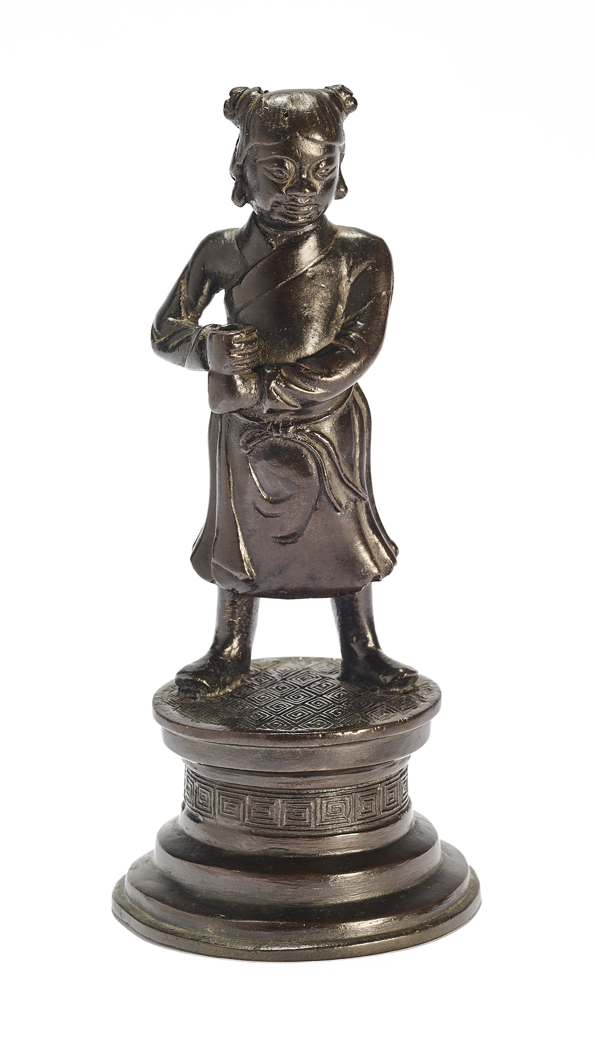 A CHINESE BRONZE STANDING FIGURE, 17TH/18TH CENTURY