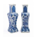 A PAIR OF CHINESE BLUE AND WHITE SQUARE BALUSTER VASES, QING DYNASTY, KANGXI PERIOD (1662-1722)