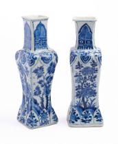 A PAIR OF CHINESE BLUE AND WHITE SQUARE BALUSTER VASES, QING DYNASTY, KANGXI PERIOD (1662-1722)