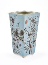 A CHINESE GRISAILLE-ENAMELLED DAYAZHAI STYLE SQUARE TAPERING VASE