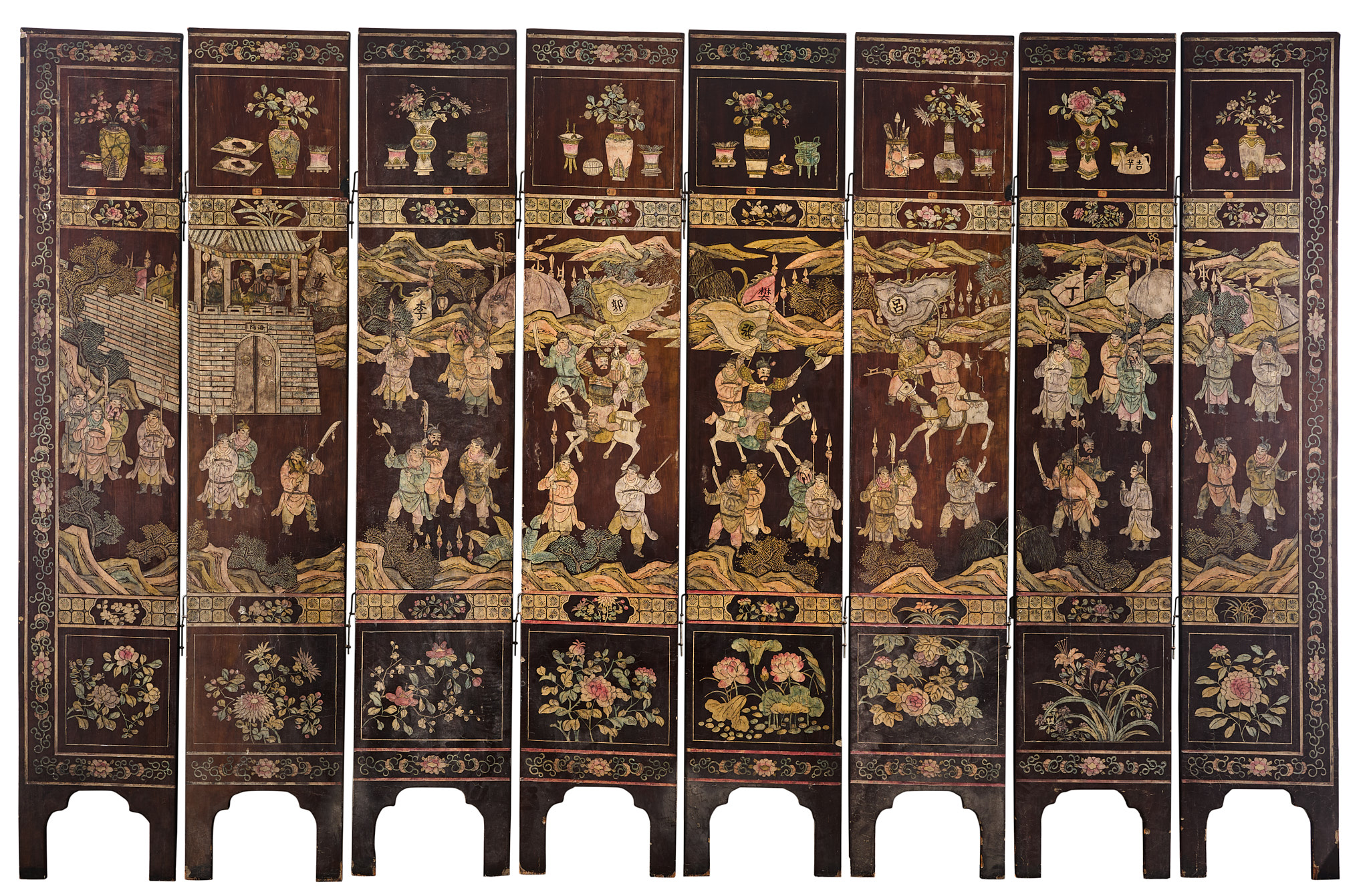 A CHINESE EIGHT-FOLD COROMANDEL LACQUER SCREEN, LATE QING DYNASTY, 19TH CENTURY