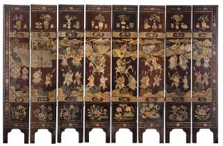 A CHINESE EIGHT-FOLD COROMANDEL LACQUER SCREEN, LATE QING DYNASTY, 19TH CENTURY