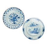 TWO CHINESE EXPORT BLUE AND WHITE PLATES, QING DYNASTY, KANGXI PERIOD (1662-1722)