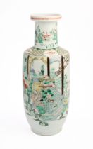 A CHINESE FAMILLE-VERTE ROULEAU VASE, QING DYNASTY, 19TH CENTURY