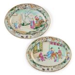 A PAIR OF CHINESE FAMILLE-ROSE OVAL DISHES, QING DYNASTY, CIRCA 1830