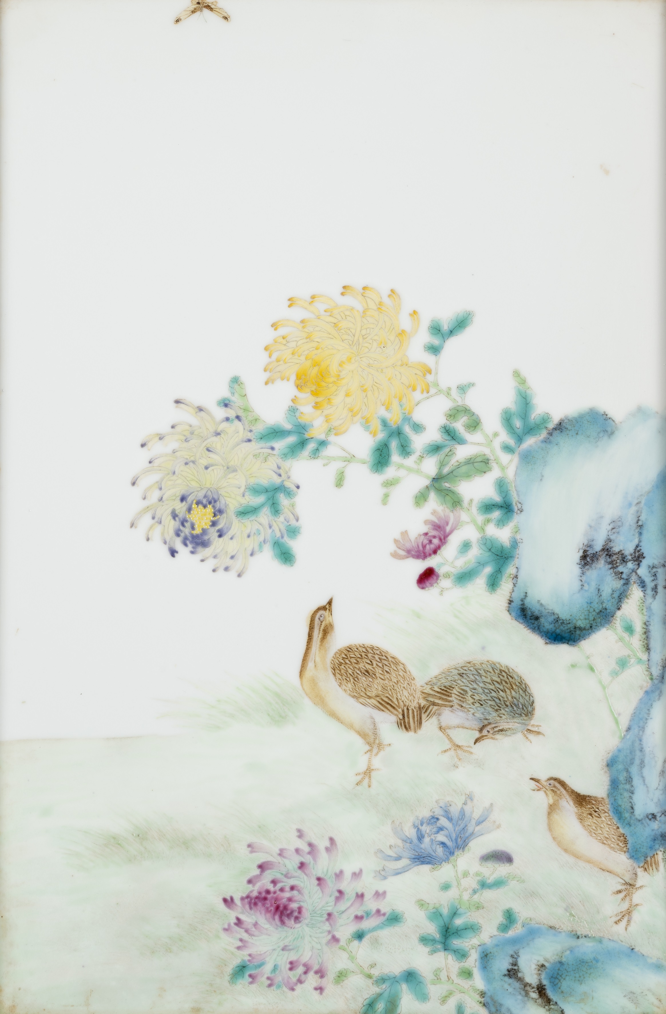 A PAIR OF CHINESE FAMILLE-ROSE 'QUAIL' PLAQUES, EARLY 20TH CENTURY - Image 2 of 2