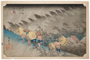 UTAGAWA HIROSHIGE (1797-1858), SHONO:DRIVING RAIN, EDO PERIOD, 19TH CENTURY